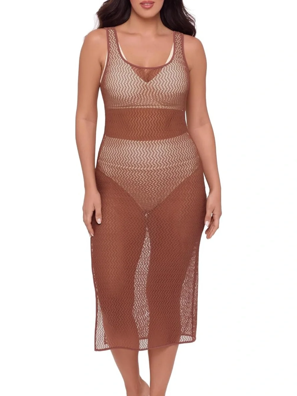 S3 Swim Crochet Dress With Leg Opening, Latte XL. 2376/bb6-1